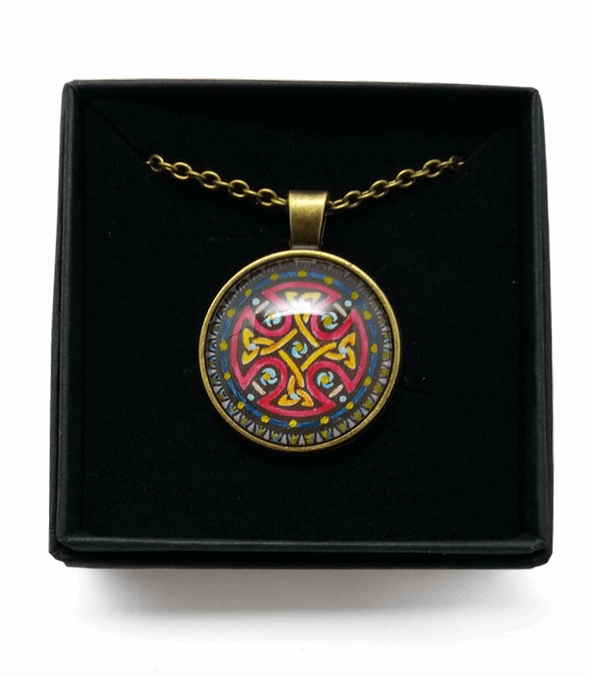 Celtic Cross Design Hand Painted Pendant