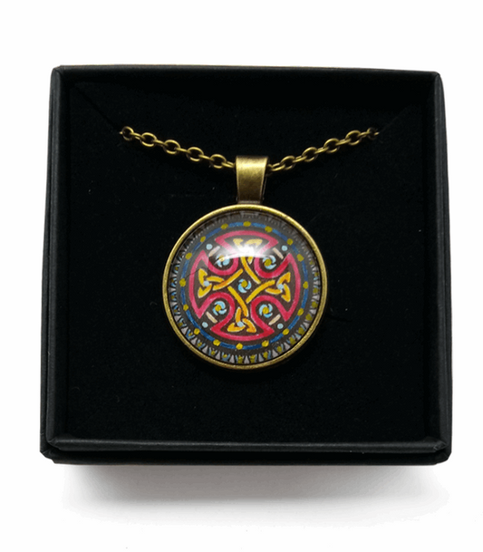Celtic Cross Design Hand Painted Pendant