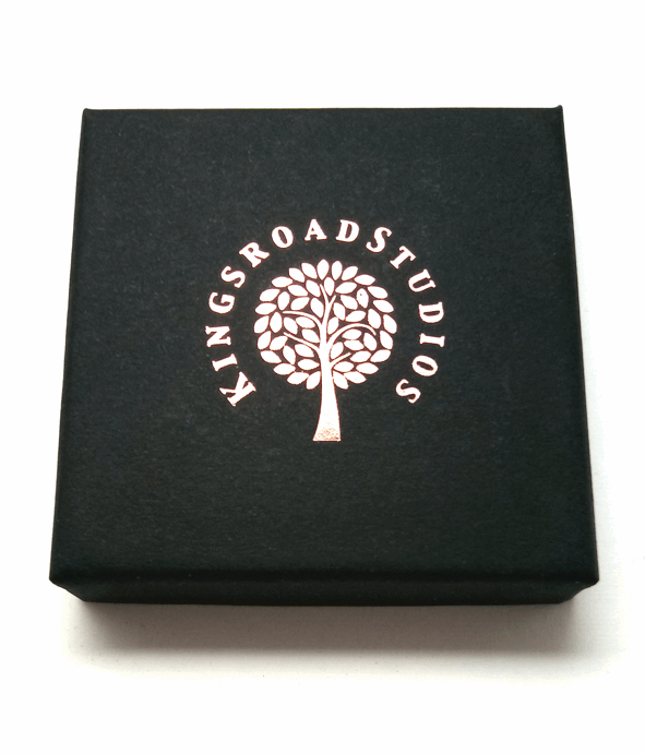 Presentation Box with copper foil Kingsroad Studios logo