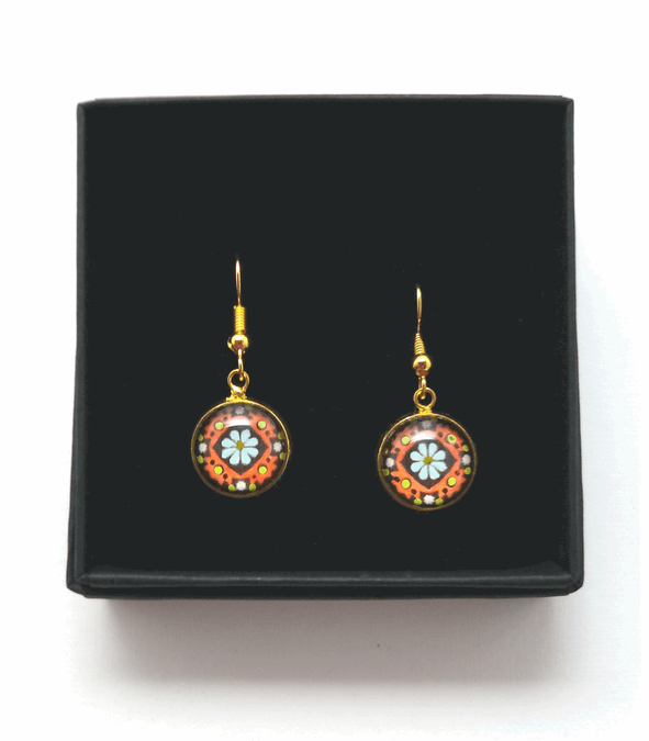 Daisy Design Hand Painted Earrings