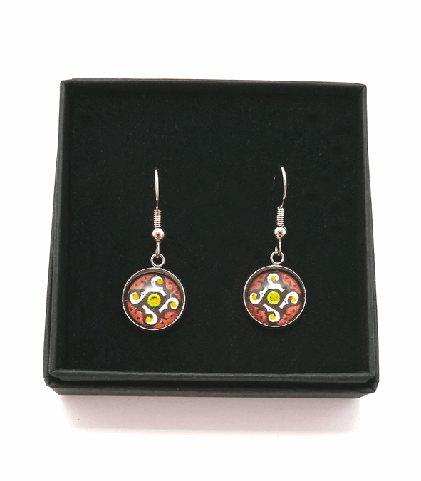 Gammadion Design Hand Painted Earrings