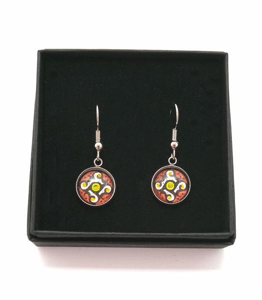 Gammadion Design Hand Painted Earrings