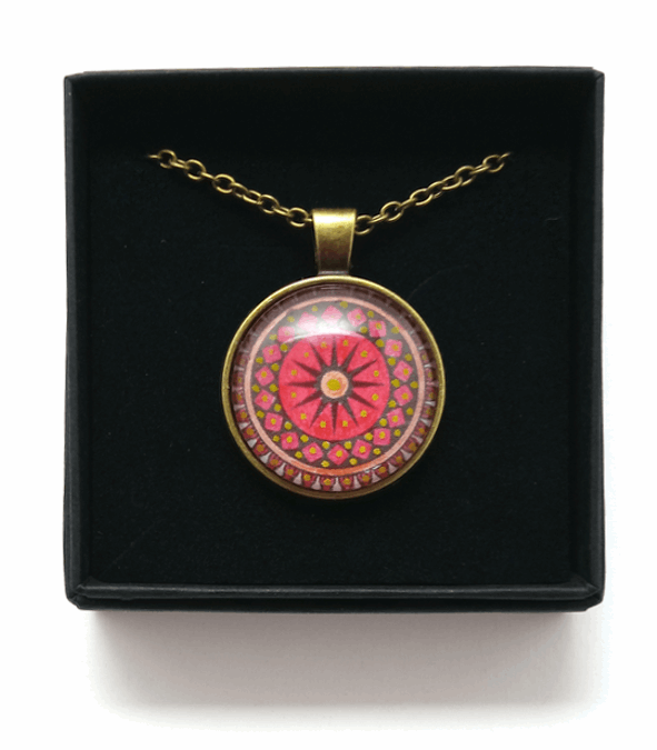 Geometric Design Hand Painted Pendant