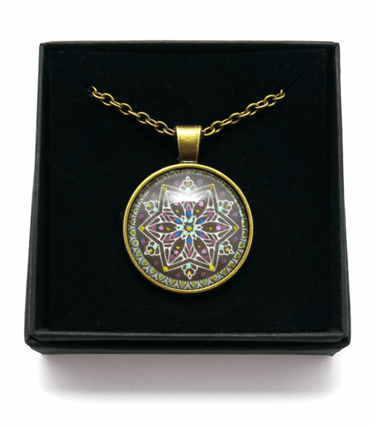 Mauve Snowflake Design Hand Painted Pendant