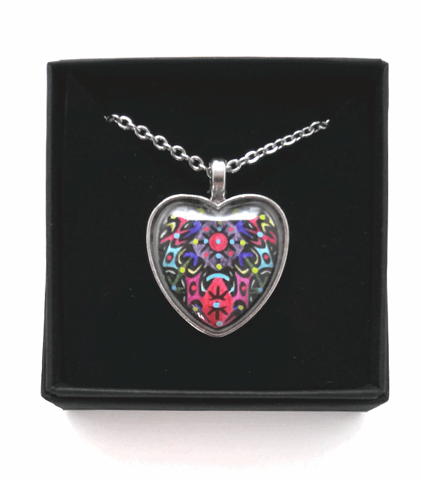 Multicoloured Heart Design Hand Painted Pendant
