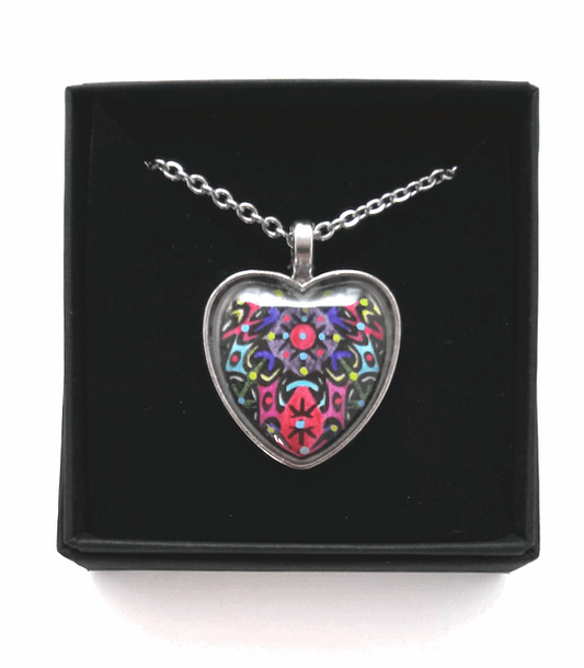 Multicoloured Heart Design Hand Painted Pendant