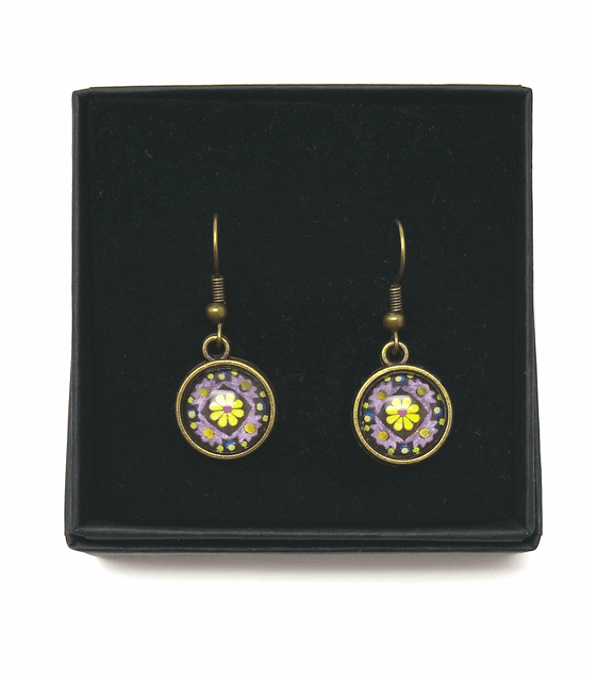 Sunflower Design Hand Painted Earrings