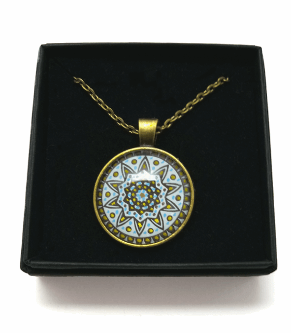 Ten Petal Mandala Design Hand Painted Pendant