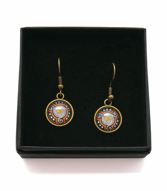 Triskele Design Hand Painted Earrings