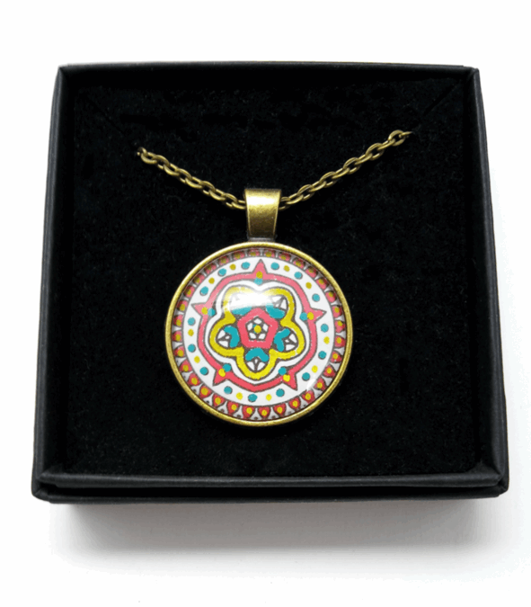 Medieval Rose Design Hand Painted Pendant