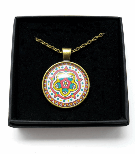 Medieval Rose Design Hand Painted Pendant